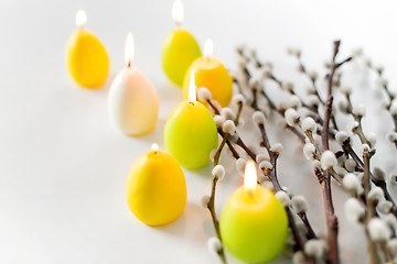 Image showing pussy willow branches and easter egg candles