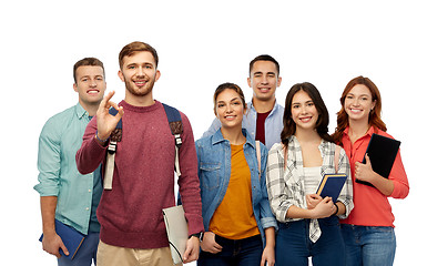 Image showing group of smiling students showing ok hand sign