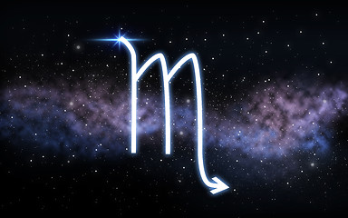 Image showing scorpio zodiac sign over night sky and galaxy