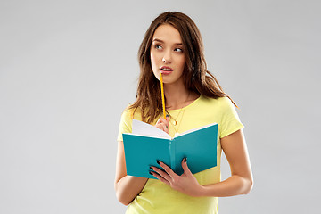 Image showing teenage student girl with diary or notebook