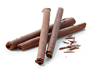 Image showing chocolate sticks on white background