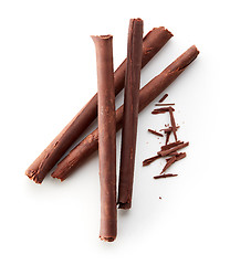 Image showing chocolate sticks on white background