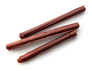 Image showing chocolate sticks on white background