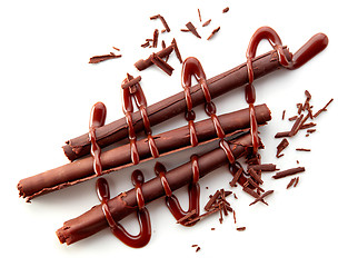 Image showing chocolate sticks on white background