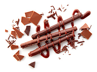 Image showing chocolate sticks on white background