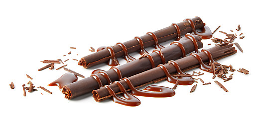 Image showing chocolate sticks on white background