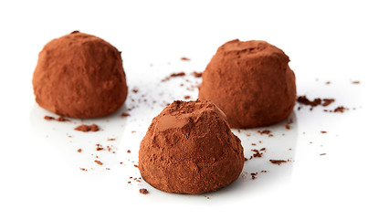 Image showing chocolate truffles covered with cocoa