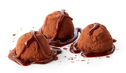 Image showing chocolate truffles covered with cocoa