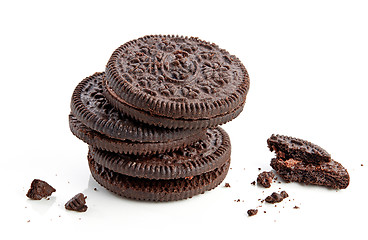 Image showing stack of chocolate cookies