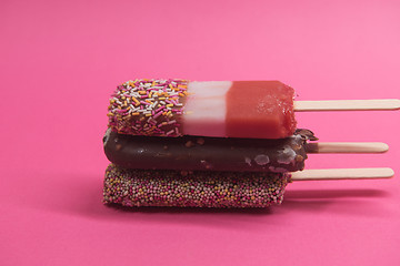 Image showing Set of ice cream on stick