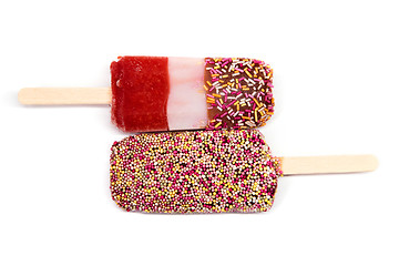 Image showing Two ice cream on stick