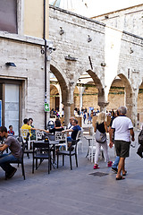 Image showing Ascoli Piceno, Italy - September 9, 2019: People enjoying happy 