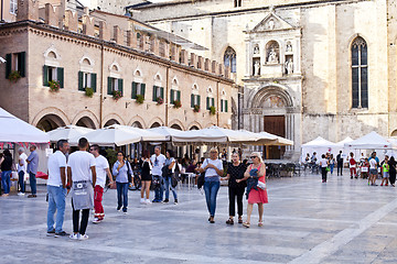 Image showing Ascoli Piceno, Italy - September 9, 2019: People enjoying happy 