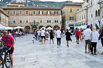 Image showing Ascoli Piceno, Italy - September 9, 2019: People enjoying happy 