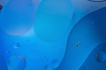 Image showing Blue abstract background picture made with oil, water and soap