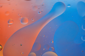 Image showing Orange and blue abstract background picture made with oil, water and soap