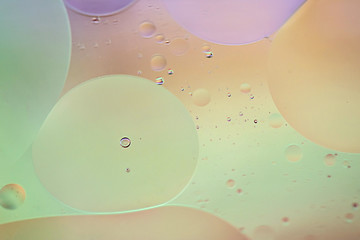 Image showing Defocused pastel colored abstract background picture made with oil, water and soap