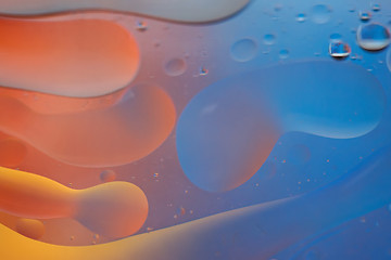 Image showing Orange and blue abstract background picture made with oil, water and soap