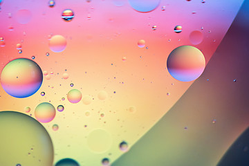 Image showing Rainbow abstract defocused background picture made with oil, water and soap