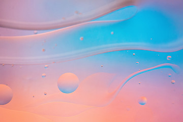 Image showing Defocused pastel colored abstract background picture made with oil, water and soap