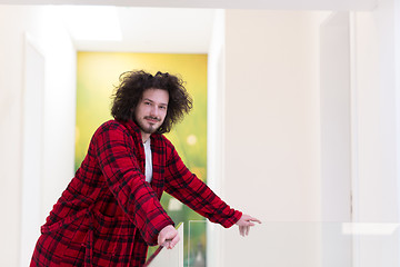 Image showing portrait of young man in bathrobe