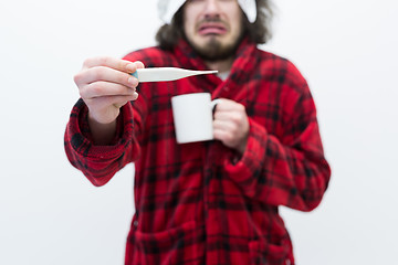 Image showing Man with flu and fever