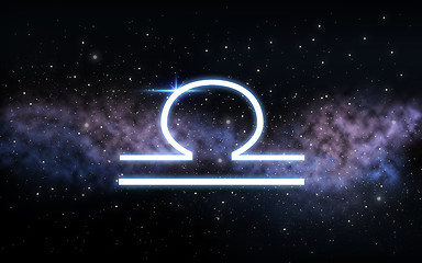 Image showing libra zodiac sign over night sky and galaxy