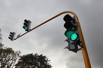 Image showing Traffic light green, evening light