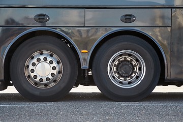 Image showing Wheels of a tour bus