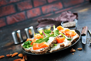 Image showing butterbreads with fish