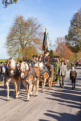 Image showing Warngau, Germany, Bavaria 27.10.2019: Rider at the Leonhardifahrt Warngau