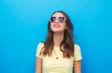 Image showing teenage girl in heart-shaped sunglasses