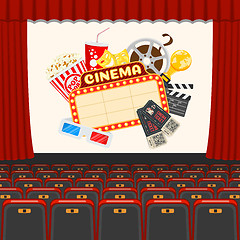 Image showing cinema auditorium with seats and popcorn