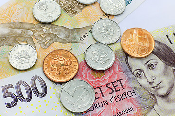 Image showing Czech money, banknotes and coins