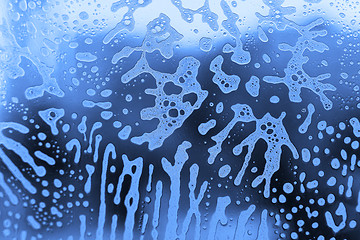 Image showing Soap foam pattern on glass, natural texture