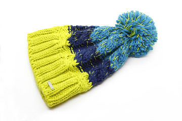 Image showing Bright knitted hat isolated on white background