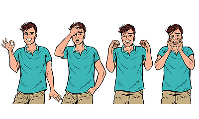 Image showing young man gestures set