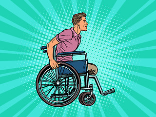 Image showing legless man disabled veteran in a wheelchair