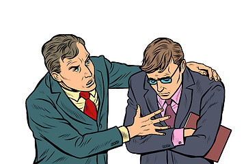 Image showing Male businessman consoling colleague