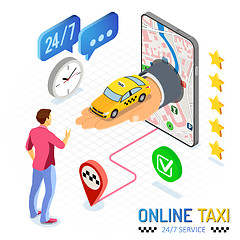 Image showing Online Taxi Isometric Concept