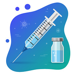 Image showing plastic medical syringe and vial icon