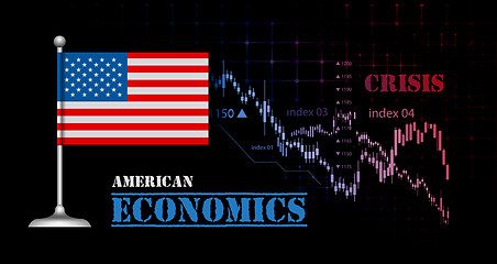 Image showing American economy vector illustration with USA flag and business 