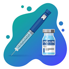 Image showing Diabetes Insulin Pen Syringe and Vial