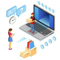 Image showing Isometric Internet Shopping Delivery and Logistics