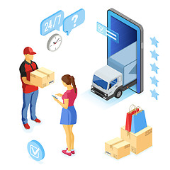 Image showing Isometric Internet Shopping Delivery and Logistics