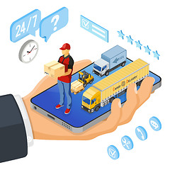 Image showing Isometric Internet Shopping Delivery and Logistics