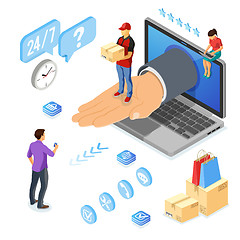 Image showing Isometric Internet Shopping Delivery and Logistics