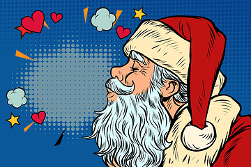 Image showing Kiss of love. Santa Claus character, Christmas and New year