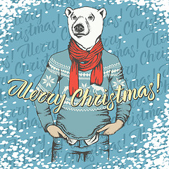 Image showing Christmas white bear vector illustration