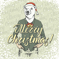 Image showing Christmas white bear vector illustration